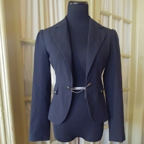 Mossimo Black Striped Blazer W/ Chain Closure XS - Picture 1 of 3